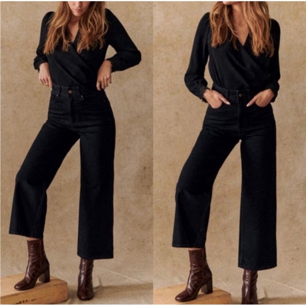 Sezane Black Flare & Wide Leg Jeans